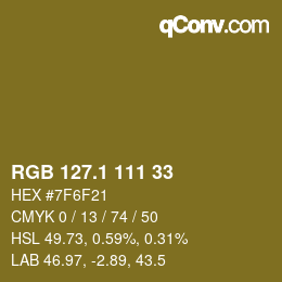 カラーコード: RGB 127.1 111 33 | qconv.com