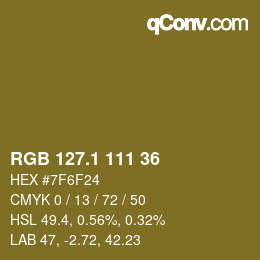 カラーコード: RGB 127.1 111 36 | qconv.com