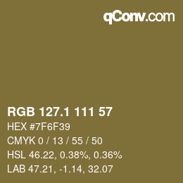 カラーコード: RGB 127.1 111 57 | qconv.com