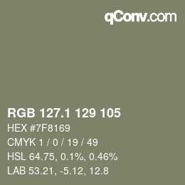 カラーコード: RGB 127.1 129 105 | qconv.com