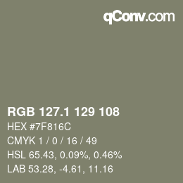 カラーコード: RGB 127.1 129 108 | qconv.com