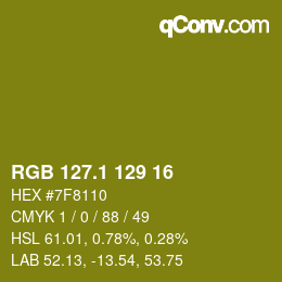 カラーコード: RGB 127.1 129 16 | qconv.com