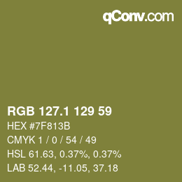 カラーコード: RGB 127.1 129 59 | qconv.com