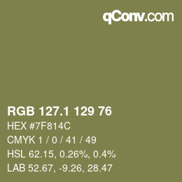 カラーコード: RGB 127.1 129 76 | qconv.com