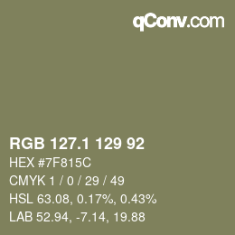 カラーコード: RGB 127.1 129 92 | qconv.com