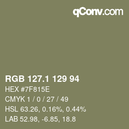 カラーコード: RGB 127.1 129 94 | qconv.com