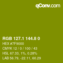 カラーコード: RGB 127.1 144.8 0 | qconv.com