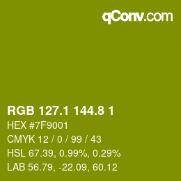 カラーコード: RGB 127.1 144.8 1 | qconv.com