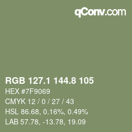 Color code: RGB 127.1 144.8 105 | qconv.com
