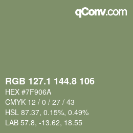 Color code: RGB 127.1 144.8 106 | qconv.com