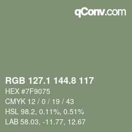 Color code: RGB 127.1 144.8 117 | qconv.com