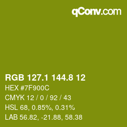 カラーコード: RGB 127.1 144.8 12 | qconv.com