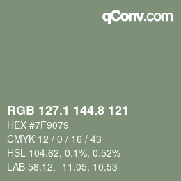 Color code: RGB 127.1 144.8 121 | qconv.com