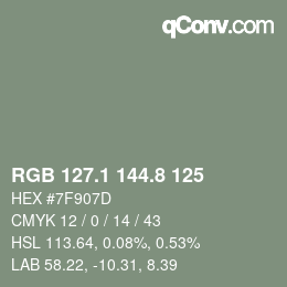 Color code: RGB 127.1 144.8 125 | qconv.com