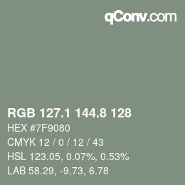 Color code: RGB 127.1 144.8 128 | qconv.com