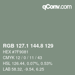 Color code: RGB 127.1 144.8 129 | qconv.com