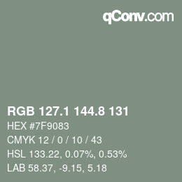 Color code: RGB 127.1 144.8 131 | qconv.com