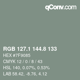 Color code: RGB 127.1 144.8 133 | qconv.com