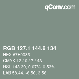 カラーコード: RGB 127.1 144.8 134 | qconv.com