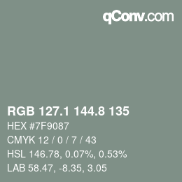 Color code: RGB 127.1 144.8 135 | qconv.com