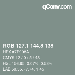 Color code: RGB 127.1 144.8 138 | qconv.com