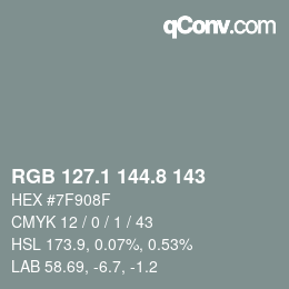 Color code: RGB 127.1 144.8 143 | qconv.com