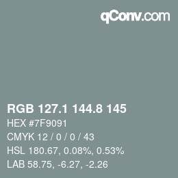 Color code: RGB 127.1 144.8 145 | qconv.com