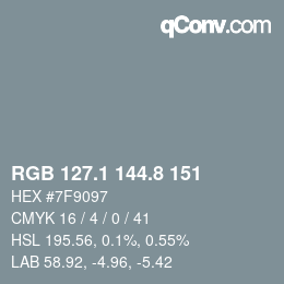 Color code: RGB 127.1 144.8 151 | qconv.com