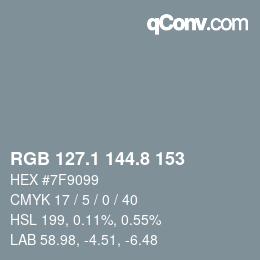 Color code: RGB 127.1 144.8 153 | qconv.com