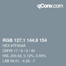 Color code: RGB 127.1 144.8 154 | qconv.com