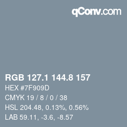 カラーコード: RGB 127.1 144.8 157 | qconv.com