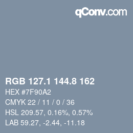 Color code: RGB 127.1 144.8 162 | qconv.com