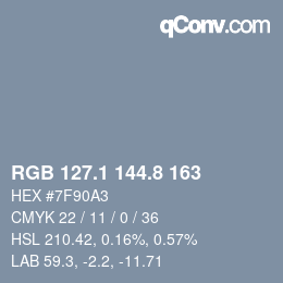 Color code: RGB 127.1 144.8 163 | qconv.com