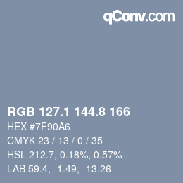 Farbcode: RGB 127.1 144.8 166 | qconv.com