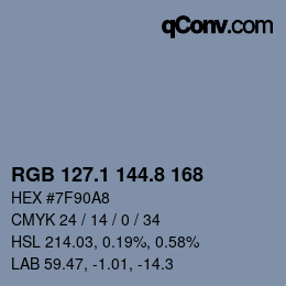 Color code: RGB 127.1 144.8 168 | qconv.com