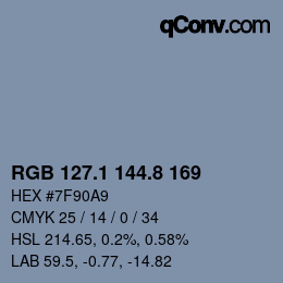 Farbcode: RGB 127.1 144.8 169 | qconv.com