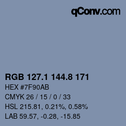 カラーコード: RGB 127.1 144.8 171 | qconv.com