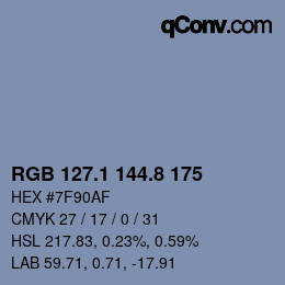 Color code: RGB 127.1 144.8 175 | qconv.com