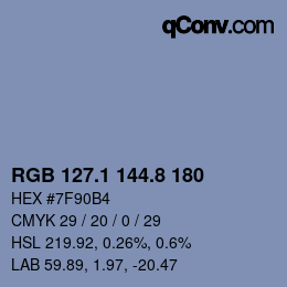 Color code: RGB 127.1 144.8 180 | qconv.com