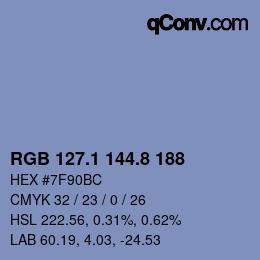 Color code: RGB 127.1 144.8 188 | qconv.com