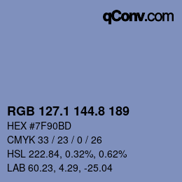 Farbcode: RGB 127.1 144.8 189 | qconv.com