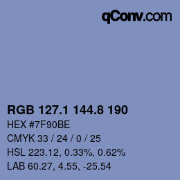 Color code: RGB 127.1 144.8 190 | qconv.com