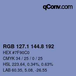 Color code: RGB 127.1 144.8 192 | qconv.com