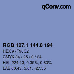 カラーコード: RGB 127.1 144.8 194 | qconv.com