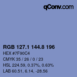 Color code: RGB 127.1 144.8 196 | qconv.com