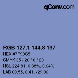 Color code: RGB 127.1 144.8 197 | qconv.com