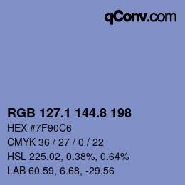 Farbcode: RGB 127.1 144.8 198 | qconv.com