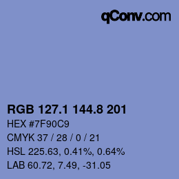 Color code: RGB 127.1 144.8 201 | qconv.com