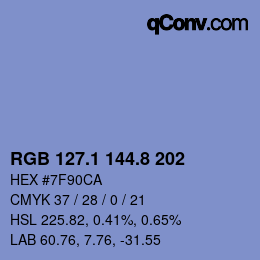 Color code: RGB 127.1 144.8 202 | qconv.com