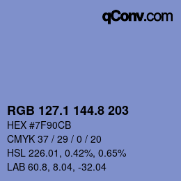 カラーコード: RGB 127.1 144.8 203 | qconv.com